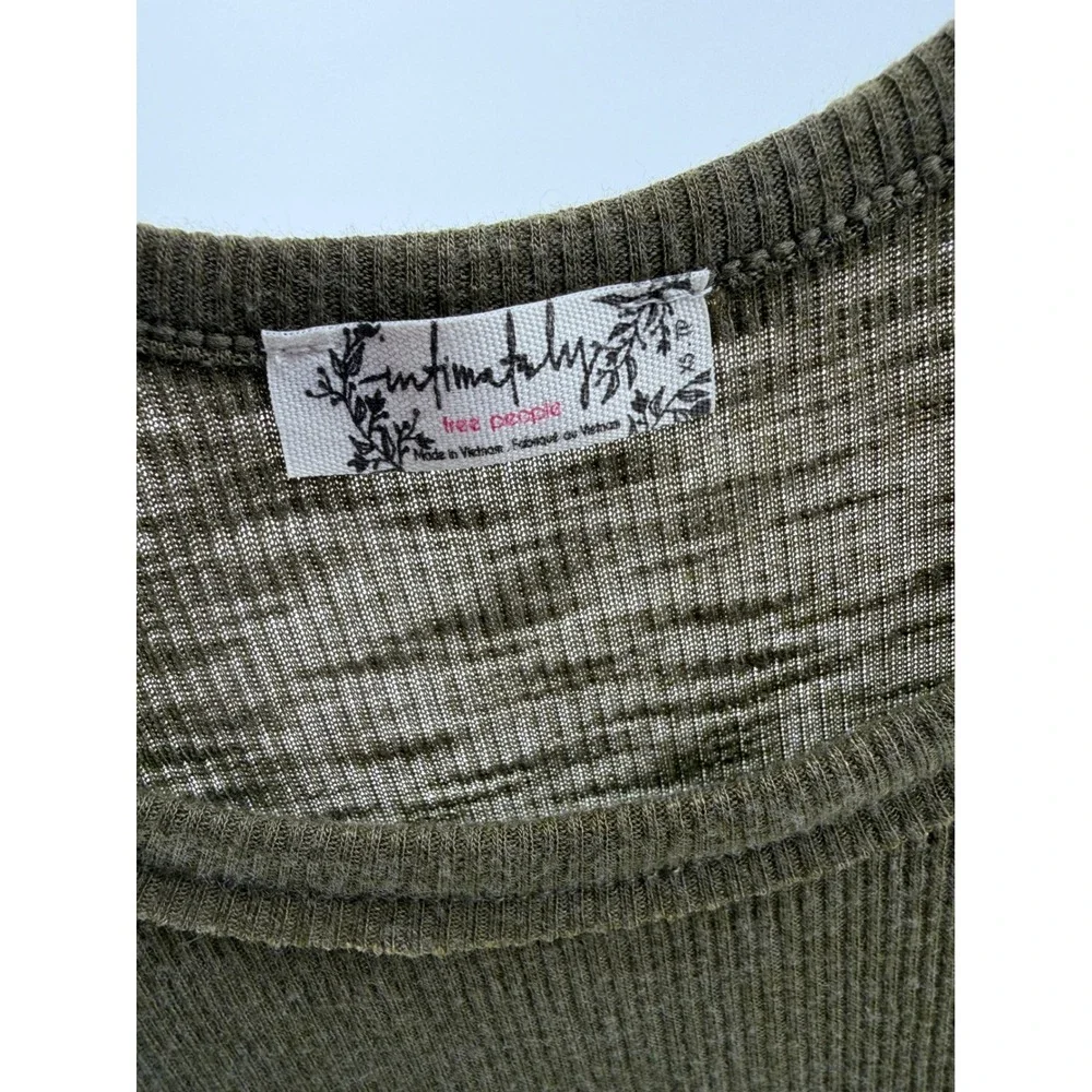 Intimately Free People Olive Green Ribbed Racerback Tank Top XS OB493397